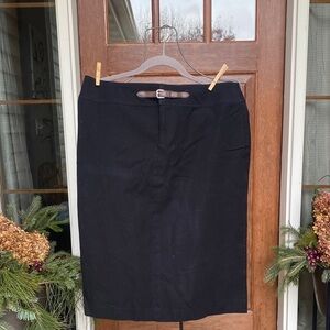 Chaps Black Pencil Skirt with Brown Accent
